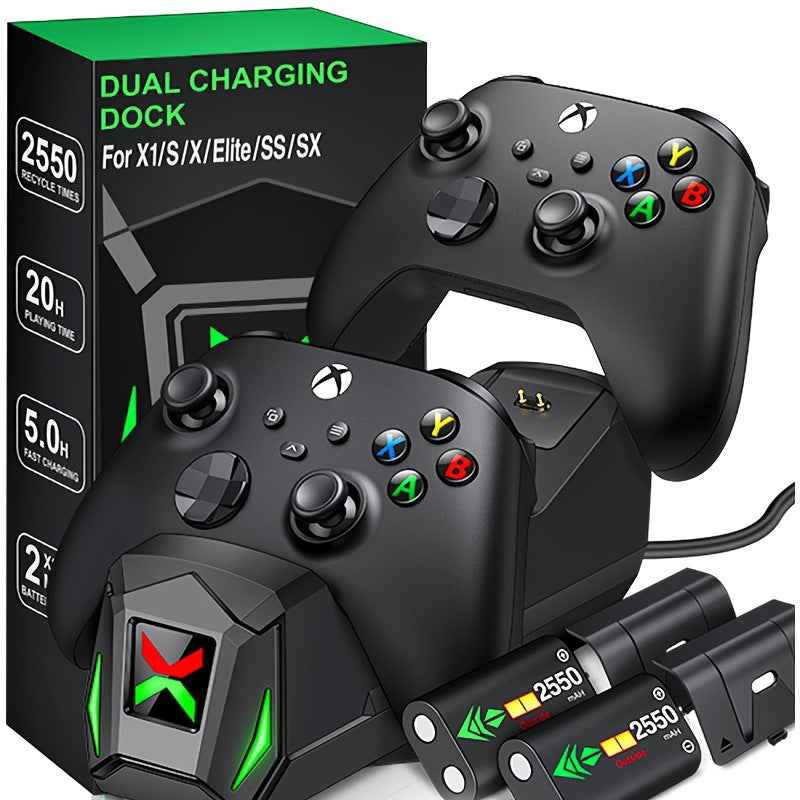 Controller Charging Station With 2x5520mWh Rechargeable Battery